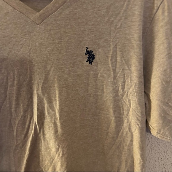 US Polo ASSN Shirt Men's Solid Beige Embroidered Logo Short Sleeve Size M - Picture 2 of 8